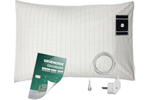 GRUENERDE Erdungs-Kissenbezug Geerdete Kissenbezug mit EU Erdungskabel Erdungsprodukt Grounding Pillowcase für Besseren Schlaf (51X76cm)