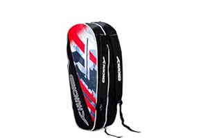 HUNDRED Ideal Badminton and Tennis Racquet Kit Bag | 2 Compartment with Side Pouch | Easy-Carry Handle | Padded Back Straps | Front Zipper Pocket