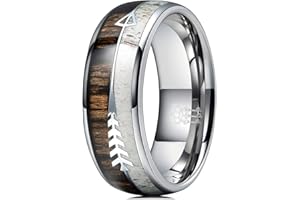 Three Keys Jewelry 8mm Koa Wood Zebra Wood Arrows Inlay Tungsten Wedding Ring Vikings Hunting Band