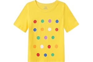 WinZero Boy's Girls T-Shirt Cotton Crew Neck Spotty Tee Shirt Kids Short Sleeve Tops for 4-13 Years
