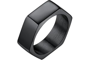 Richsteel Bague Vikings Runique Hexagone Homme Acier Inoxydable/Noir/Or,Taille 54-72 Grosse Bagues Gothique Vintage Biker Bijoux Punk pour Femme Garçon