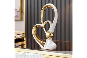 ODMYZG Double Heart Ornament,Double Heart Ceramic Statue,Home Decoration sculpture,Creative Home Modern Home Decoration Gift Office Living Room Decoration Collection Souvenir,Gift.