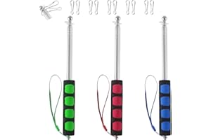 Difounmas 2m Teleskop Fahnenmast Set,3 Stücke Handheld teleskop fahnenmast, Teleskopstab Fahnenstange Ausziehbar mit 8 Stücke Karabinerhaken,für Reiseleiter Camping Lehrer Ausflüge Wettbewerbe