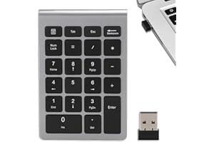 Agatige Number Pads, Wireless 22 Keys Numeric Keypad USB 2.4G Portable Number Pad with Receiver, Mini Ergonomic Keyboard for Laptop Desktop Computer PC Shortcut Data Entry (Grey)