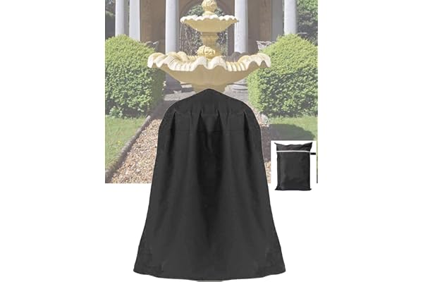 UCARE Housse de protection pour fontaine de jardin - Résistante à la poussière - Imperméable et durable - Avec cordon de serrage de verrouillage - Pour cour d'hiver, Noir