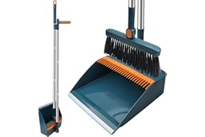 Roellgs Set di scopa con denti a pettine antivento verticale manico lungo kit di scopa per la pulizia della casa e spazzare