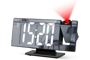 Criacr Projection Alarm Clock, Alarm Clocks Bedside with 7.8" LED Mirror Screen, Digital Clock with 180° Projector, 4 Adjustable Brightness, Snooze, Night Mode, Temperature, Time, Date for Home, Kids