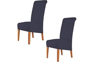 CMAKER High Back Chair Covers Stretch Spandex Fabric Chair Slipcover Seat Cover for Home Washable Removable Parsons Chair Protector Dining Room Kitchen Hotel,Set of 2,Navy