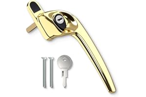 Bwintech 1 Pcs Offset Pvd Gold UPVC Zinc Window Handle, Right Hand, 43mm Spindle for Indoor and Outdoor UPVC Window
