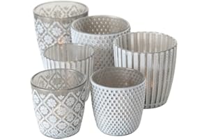 BOLTZE Windlicht Patty S/2 3s H7-9cm grau Glas lackiert