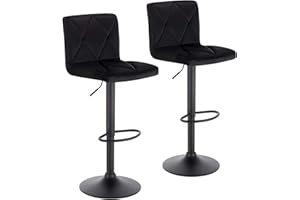 ‎LESTARAIN Lestarain 2 Stücke Barhocker,360°Drehbar Hocker Barstuhl Mit Rückenlehne Höhenverstellbar Tresenhocker Küchenhocker Gepolsterte Sitzfläche Aus Samt Bistrohocker Schwarz
