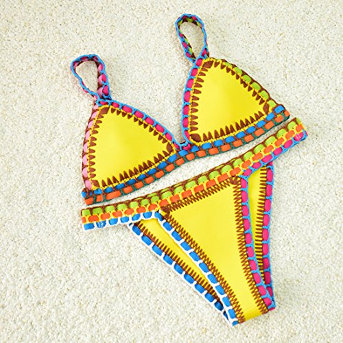 Sitengle Damen Bikini Sets Multicolour Push up Handgestrickte Badeanzüge Crochet Neopren Paisley Bademode Badeanzug Bathing Suit Ethnischen Tauchanzug Hot Bikini - 4