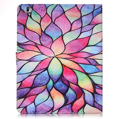 iPad 2 iPad 3 iPad 4 Hülle, Deenor Bunt Painting und Stilvoll Brieftasche Tasche PU Leder Flip Protective Stand Tasche Schutzhülle Hülle für Apple iPad 2 iPad 3 iPad 4 Generation.[Color Flowers] - 3