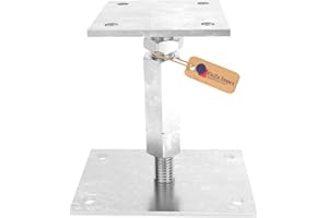 GeZu Impex Supporto per Pali Regolabile 80 x 80 mm Zincato Elettroplaccato Set di 4 Ancoraggi per Pali Regolabili in Altezza Supporto per Recinzione con Base Elevata