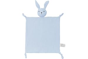 ZIGJOY Bambino Coperta di Sicurezza Mussola di Cotone Organico al 100% Coperta lenitiva Lovey Baby Security coperta Coperta di per coccole Regali per Ragazzi e Ragazze Neonato Coniglio