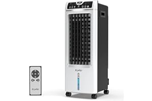 ICYAIR Mobile Klimagerät, Luftkühler mit Luftreinigung, 4 in 1 Ventilator mit Luftbefeuchtung und Fernbedienung, 550m³/ h, 65 Watt, Oszillation, 1-7h Timer für kühle Sommertage