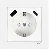 Viko Karre 55 Beyaz USB TYPE A ve C ve Topraklı Priz &Ccedil;arpma Karşıtı C1 Mekanizma &Ccedil;abuk Bağlantı