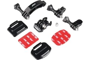 HSU Helmet Mount Set Compatible for GoPro Hero 13/12/11/10/9/8/7/6/5/4/3 Rotary Extension Arm Sports Action Camera Accessories Kit Motorcycle Curved Chin Pivot Connector