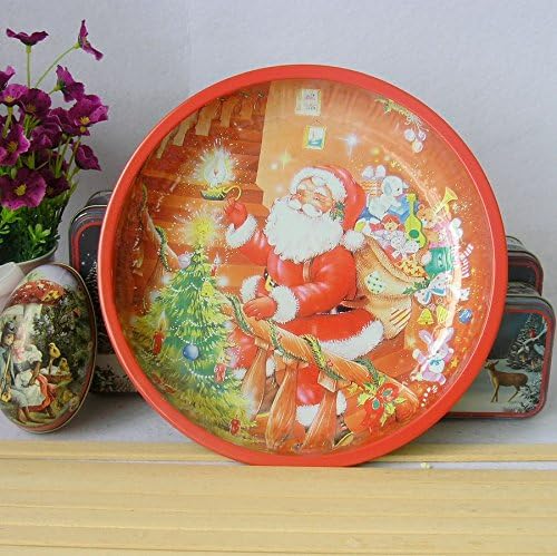 Cunguang 10 inch christmas pattern decorative plate fruit sugar dish tray,Santa Claus