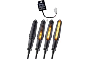 Simda Pro Frecce LED Moto Omologate E Mark con Effetto Dinamico e Relè Design Nero Universale per Moto Quad ATV Lampeggiante Sequenziale Alta Luminosità Norma IP67 Impermeabile Certificazione E