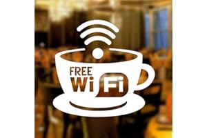 JUST GO ONLINE 1 Adesivo WIFI WI FI (BIANCO) "Free Wifi" per bar, club, uffici,vetrine, negozi, ristoranti, salon, stickers, decal Cod. 1015