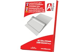 Albyco Laminierfolien, Laminiertaschen - Format A5, 154x216 mm - Dicke 2x80 (160) Mikron - Glänzend - 100 Stück - Transparent