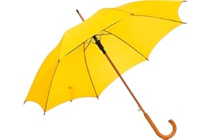 Automatik Regenschirm Holzschirm Stockschirm Portierschirm mit gebogenem Rundhaken Holzgriff in 103 cm Durchmesser von notrash2003 (Gelb)