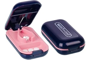 AhLmA Dzielnik na małe tabletki, rozdrabniacz tabletek, przenośny pojemnik na tabletki, nadaje się do noszenia w czasie wolnym, pracy, podróży, biura i codziennego użytku (szafirowy)