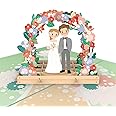 Groom under Flower Arch, Handmade Engagement Card Mr & Mrs, Gift Card with Money Wallet (Voucher Card) for Newlyweds