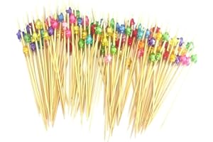 FLZONE Cocktail Bâtons,100 Pièces Bambou Pics à Cocktail Fourchette pour Cocktails Apéritifs Fruits Desserts Articles de Fête Brochette de Fruits-étoile