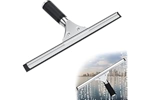 Rubessia Raclette à vitre Professionnelle, Raclette Vitre en Acier Inoxydable avec Lame de 25 cm, pour Nettoyer et Sécher Le Verre, Le Carrelage, la Salle de Bain, pour éliminer Toute Trace D’Eau