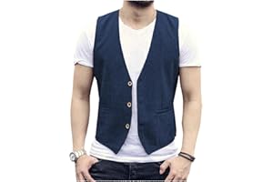 AeoTeokey Herren Sommer Leinenweste Anzug Weste Casual Weste Regular Fit