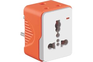 RAS313 Universal Multi Plug Socket Adapter, 3 Pin, 6A, Compact Design, Travel Friendly, Orange and White