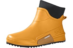 GENERISCH Stivali da pioggia da donna e uomo, invernali, caldi, piatti, antiscivolo, in gomma, durevoli, corti, impermeabili, caldi, imbottiti, stivali da giardino per lavoro, pesca, cucina