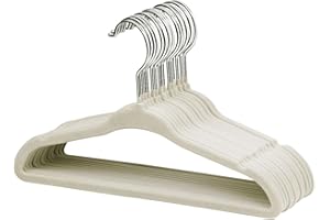 ManGotree Perchas de Ropa de Terciopelo para niños, Perchas para Ropa de bebé para niños Ahorro de Espacio 15 Paquete Antideslizante (Crema)