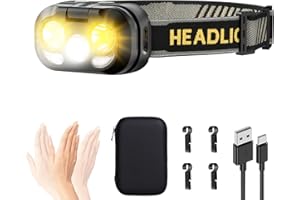 ‎SKYLLA Stirnlampe aufladbar LED kleine Kopflampe 4000 Lumen Taschenlampe Hohe Lumen Superhell Stufenlos Dimmbar mit 8 Modi Leselicht Sensor Rotlicht, Wasserdicht Mini für Erwachsene,Joggen, Camping, Angeln