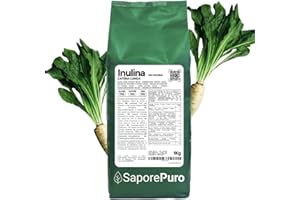 SaporePuro Inulina da cicoria 1 Kg - CATENA LUNGA - Fibra vegetale prebiotica da radici di cicoria - Polvere di inulina ad alte prestazioni per la sostituzione dei grassi