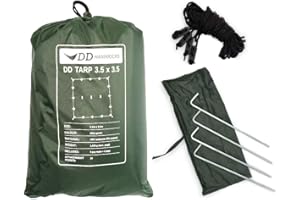DD Hammocks DD Tarp 3,5 x 3,5 - Verde Oliva - Lona Ligera Totalmente Impermeable para Hamaca al Aire Libre, Camping y bushcraft