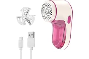 LEBEXY Golarka do kłaczków, przenośna golarka do kłaczków, elektryczna, ładowana przez USB i 1 ostrzem zapasowym, przenośna golarka Fuzz Shaver, do różnych materiałów (czerwona)