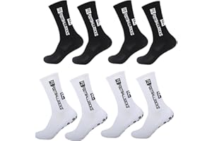 KEWUF 4 pares de calcetines deportivos antideslizantes, calcetines de agarre con puntos de goma, absorben el sudor y transpirables, unisex, adecuados para fútbol