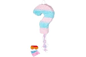 Fax Potato 2pc Blue/Pink Gender Reveal Pull String Pinata Set - Mexican Kids Girls Boys Birthday Party Parties Games Decorations Kit