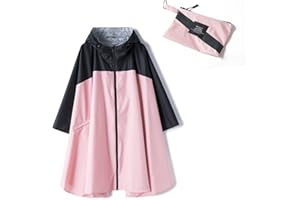 Freiesoldaten Donne Impermeabile Poncho da pioggia Leggero con Cappuccio Cappotto Antipioggia Cerniera Abbigliamento da Pioggia Giacca a Vento Giacca da Pioggia