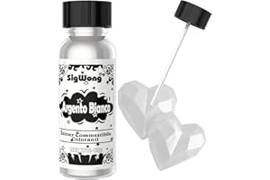 SIGWONG Glitter Commestibili Liquido, 40g Brillantini Commestibili per Torte, Metallizzata Glitter Alimentare Coloranti Alimentari per Cocktail, Drink, Dolci, Cioccolato-Argento Bianco