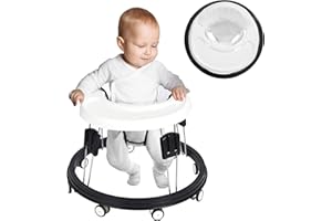 SMARTRICH The Baby Walker, Suitable for 66-80cm Height, White, Mute Anti-Rollover, Foldable Baby Chair