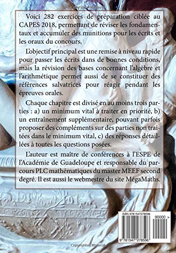 Book's Cover of PREPA CAPES MATHS 2018 Algèbre & Arithmétique