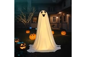 JIMACRO Dekoracje na Halloween, 1,5 m, dekoracje halloweenowe na zewnątrz i wewnątrz ze światłami, zestaw duchów do ogrodu dziedzińca salonu sypialni