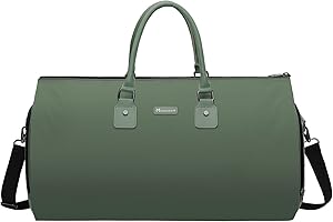 Modoker Convertible Garment Bags for Travel, Carry on Garment Duffel Bag for Women Men Weekender - 2 in 1 Hanging Suitcase Suit Travel Bags, Green