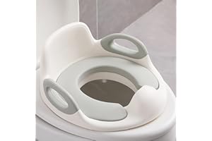 LZQ Kinder Toilettensitz WC Aufsatz, Kloaufsatz für Kinder 1-8 Jahren, Toilettentrainer mit Anti-Rutsch Polster, Griff, Rückenlehne und Spritzschutz(Weiß)