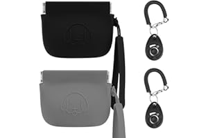 FIDWALL Pochette en Silicone pour Friandises pour Chien,Fermeture Automatique,avec Clickers de Dressage pour Chiens,Marche pour Chien et Chat,Format de Poche (Gris foncé et Noir)