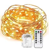 Completo Impermeable Flash Estrella ULTRA BRILLANTE: Esta cálida luz blanca estrellada luces tienen 200 luces LED super brillante en 66 metros (20 metros) de largo ultra flexible de 4 mm de diámetro de cobre con 4 pulgadas de distancia entre cada bombilla LED.